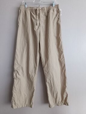 Djerf Avenue Sporty Gorpcore Drawstring Cargo Pants in Sand Beige Size M